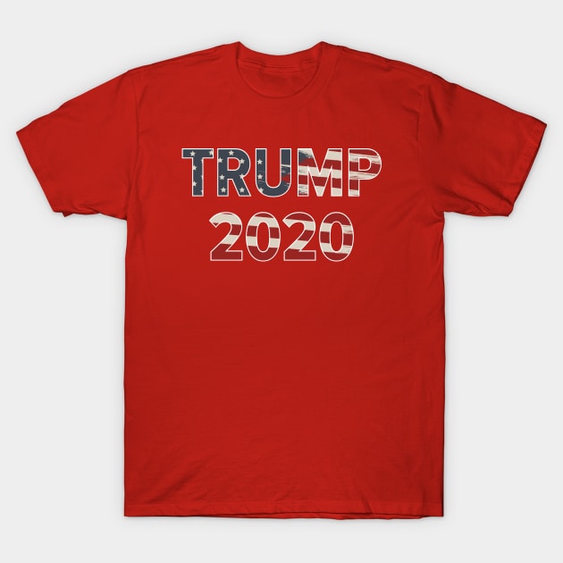 Trump 2020 Red American Flag T-Shirt by FalconArt